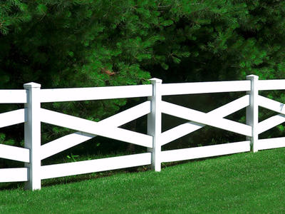 FT-H04   White Cross Rail    Horse Fence