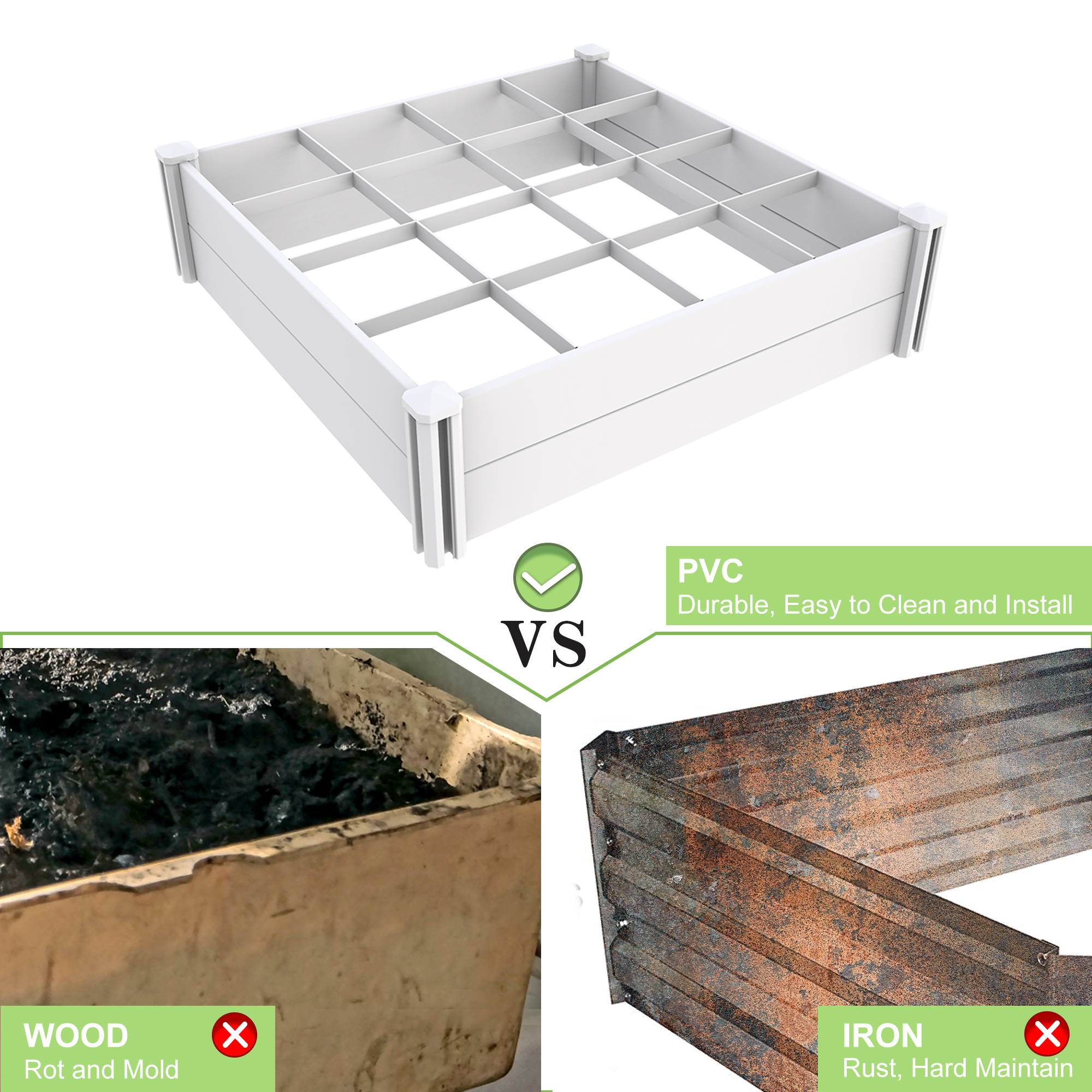 Fentech Plastic Pvc Vinyl Raised Garden Bed